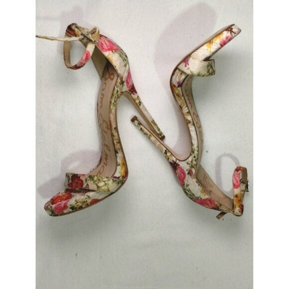 Sam Edelman Eleanor Floral Print Ankle Strap Heels Size 7 Women's Shoes - Picture 12 of 13
